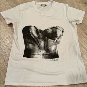 Alexander McQueen White Tee with Black Graphic
